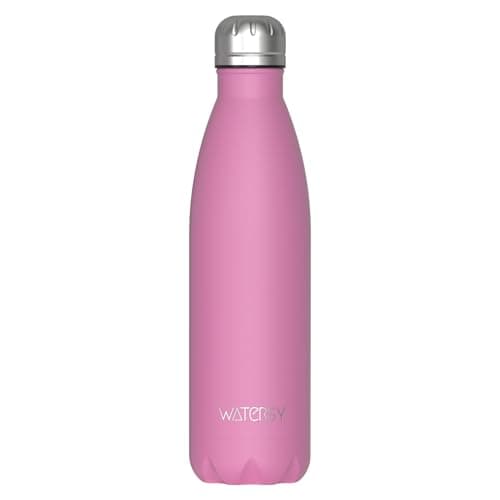 WATERSY Doppelwandige Edelstahl-Trinkflasche 500 ml Kinder ThermoSafe BPA-Frei Kalt&Warm Sprudel Dunkel Blau Sport Gym
