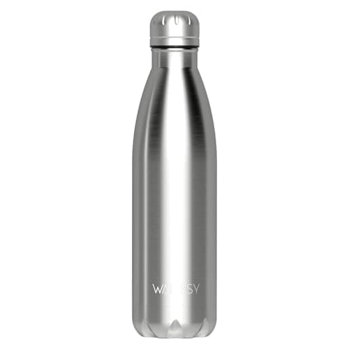 WATERSY Doppelwandige Edelstahl-Trinkflasche 500 ml Kinder ThermoSafe BPA-Frei Kalt&Warm Sprudel Dunkel Blau Sport Gym