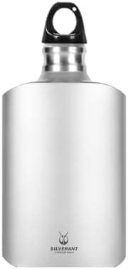 SILVERANT Ersatzdeckel für Wasserflaschen (flach) + Stahl + Erwachsene + Outdoor + Hygieneverstärkt + Ø 8 cm + Wasserspu