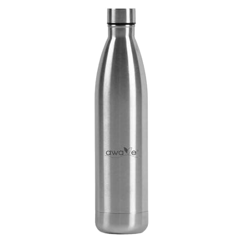 AWAVE Recycelte Edelstahl Trinkflasche 500 ml Doppelwandig Isolierte Thermo Flasche -Auslaufsicher, für Schule und Büro