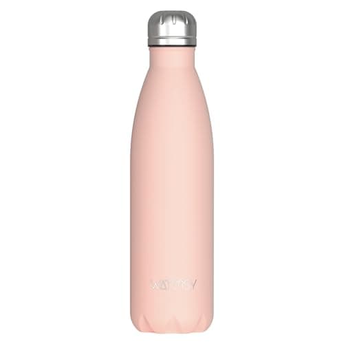 WATERSY Doppelwandige Edelstahl-Trinkflasche 500 ml Kinder ThermoSafe BPA-Frei Kalt&Warm Sprudel Dunkel Blau Sport Gym