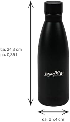 AWAVE Recycelte Edelstahl Trinkflasche 500 ml Doppelwandig Isolierte Thermo Flasche -Auslaufsicher, für Schule und Büro