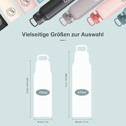 Thermosflasche UZSPACE Waldgrün Kinder 700ml Isolierte Edelstahl Trinkflasche 100% Auslaufsicher Outdoor Fitness Schule