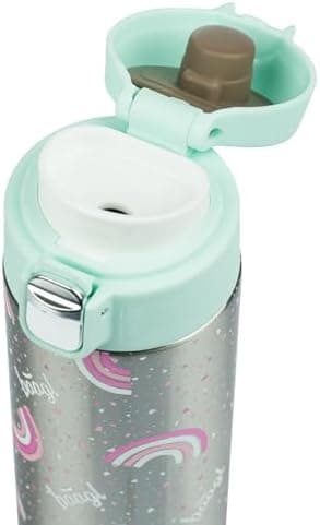 Baagl Jungle Panda Kinder Trinkflasche – Auslaufsichere Edelstahl Thermosflasche mit Silikon-Strohhalm – BPA-freie Flasc