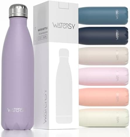 WATERSY Doppelwandige Edelstahl-Trinkflasche 500 ml Kinder ThermoSafe BPA-Frei Kalt&Warm Sprudel Dunkel Blau Sport Gym