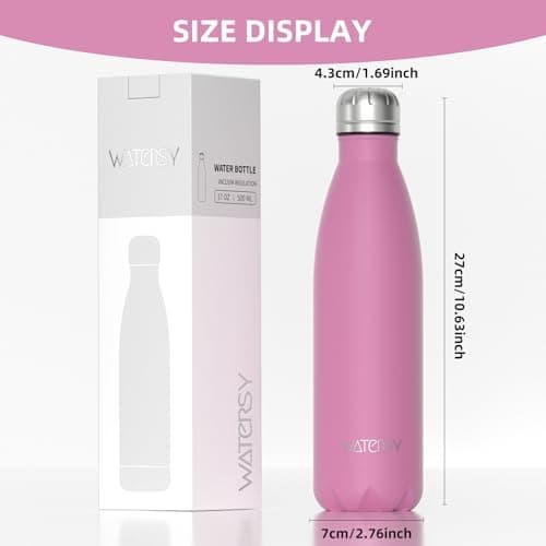 WATERSY Doppelwandige Edelstahl-Trinkflasche 500 ml Kinder ThermoSafe BPA-Frei Kalt&Warm Sprudel Dunkel Blau Sport Gym