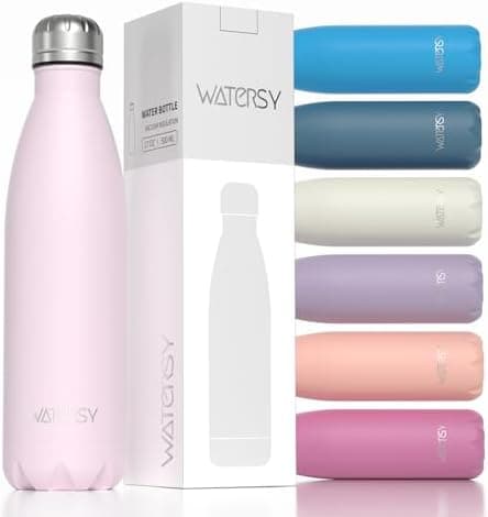 WATERSY Doppelwandige Edelstahl-Trinkflasche 500 ml Kinder ThermoSafe BPA-Frei Kalt&Warm Sprudel Dunkel Blau Sport Gym