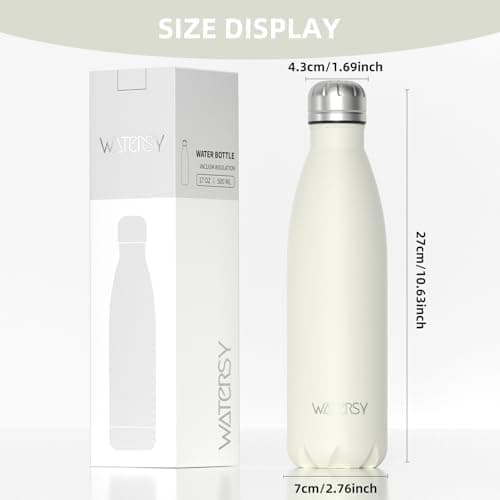WATERSY Doppelwandige Edelstahl-Trinkflasche 500 ml Kinder ThermoSafe BPA-Frei Kalt&Warm Sprudel Dunkel Blau Sport Gym