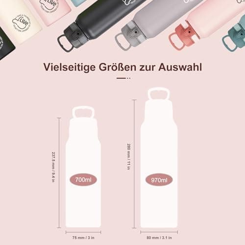 Thermosflasche UZSPACE Waldgrün Kinder 700ml Isolierte Edelstahl Trinkflasche 100% Auslaufsicher Outdoor Fitness Schule