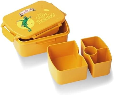 AWAVE Henrietta Snackbox Brotdose Kinder rPET Grün – Unterteilung, Auslaufsicher, Pausenbox für Schule und Picknick
