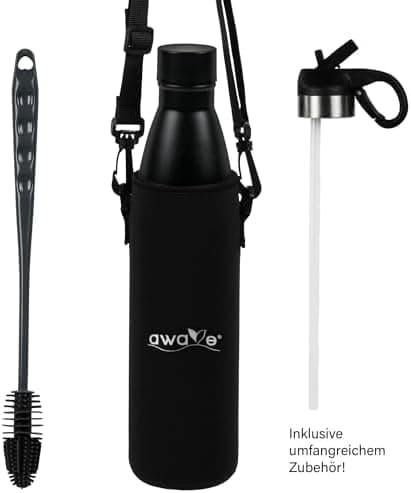 AWAVE Recycelte Edelstahl Trinkflasche 500 ml Doppelwandig Isolierte Thermo Flasche -Auslaufsicher, für Schule und Büro