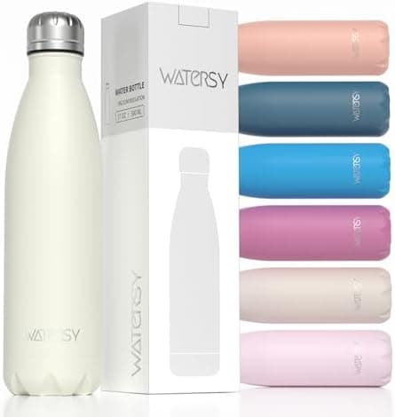 WATERSY Doppelwandige Edelstahl-Trinkflasche 500 ml Kinder ThermoSafe BPA-Frei Kalt&Warm Sprudel Dunkel Blau Sport Gym