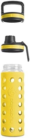 Hydro2go Glas-Trinkflasche mit Silikonhülle – Spülmaschinenfest, 100% Auslaufsicher & BPA-frei – Ideal für Kinder & Fami