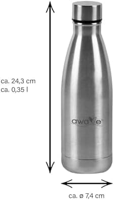 AWAVE Recycelte Edelstahl Trinkflasche 500 ml Doppelwandig Isolierte Thermo Flasche -Auslaufsicher, für Schule und Büro