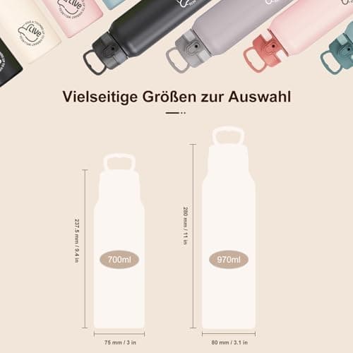Thermosflasche UZSPACE Waldgrün Kinder 700ml Isolierte Edelstahl Trinkflasche 100% Auslaufsicher Outdoor Fitness Schule