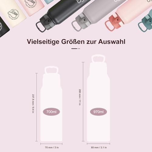 Thermosflasche UZSPACE Waldgrün Kinder 700ml Isolierte Edelstahl Trinkflasche 100% Auslaufsicher Outdoor Fitness Schule