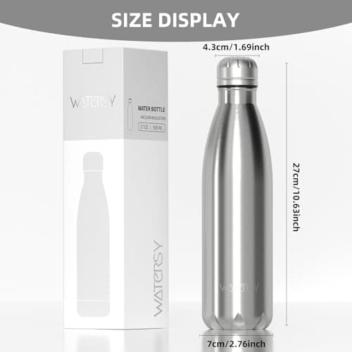WATERSY Doppelwandige Edelstahl-Trinkflasche 500 ml Kinder ThermoSafe BPA-Frei Kalt&Warm Sprudel Dunkel Blau Sport Gym