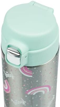 Baagl Jungle Panda Kinder Trinkflasche – Auslaufsichere Edelstahl Thermosflasche mit Silikon-Strohhalm – BPA-freie Flasc