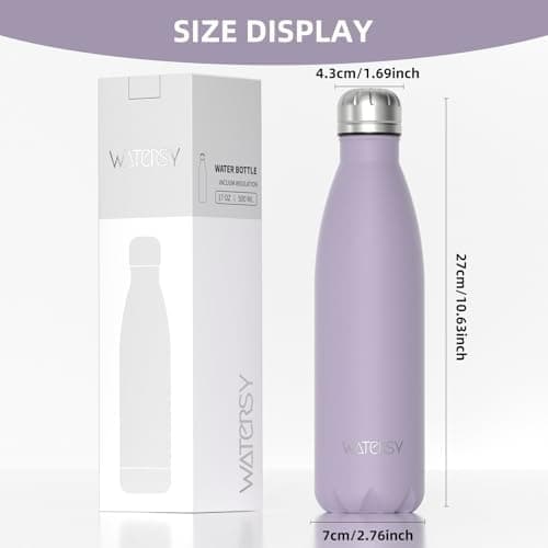WATERSY Doppelwandige Edelstahl-Trinkflasche 500 ml Kinder ThermoSafe BPA-Frei Kalt&Warm Sprudel Dunkel Blau Sport Gym