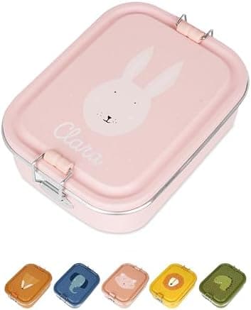Wunderwunsch TRIXIE Edelstahl Lunchbox für Kinder, individuell mit deinem Namen persönliche Fuchslunchbox, perfekt zur E