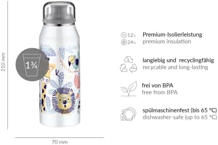 ALFI Kids ISO BOTTLE 350ml - Idas Schule der Magischen Tiere - Isoliertrinkflasche Kinder Edelstahl - hält 12 Stunden he