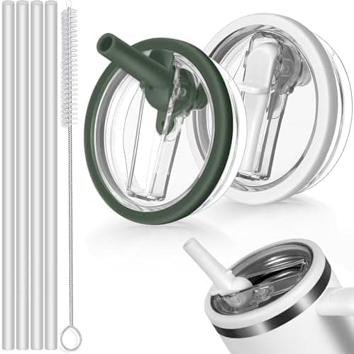 Sunshine Smile - Auslaufsicherer Ersatzdeckel für Stanley Cup Becher 40oz + 4 Trinkhalme + Strohhalm Bürste | Für Zubeah