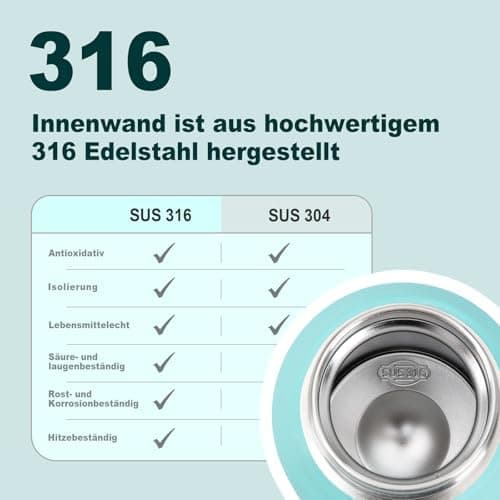 Thermosflasche UZSPACE Waldgrün Kinder 700ml Isolierte Edelstahl Trinkflasche 100% Auslaufsicher Outdoor Fitness Schule
