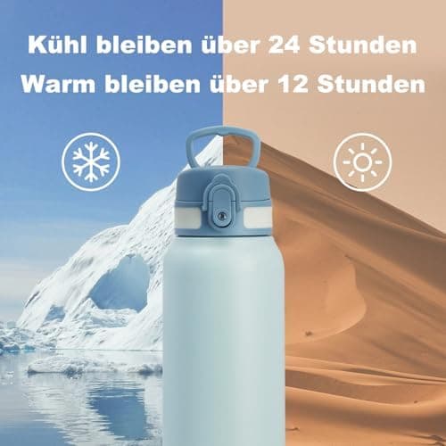 Thermosflasche UZSPACE Waldgrün Kinder 700ml Isolierte Edelstahl Trinkflasche 100% Auslaufsicher Outdoor Fitness Schule