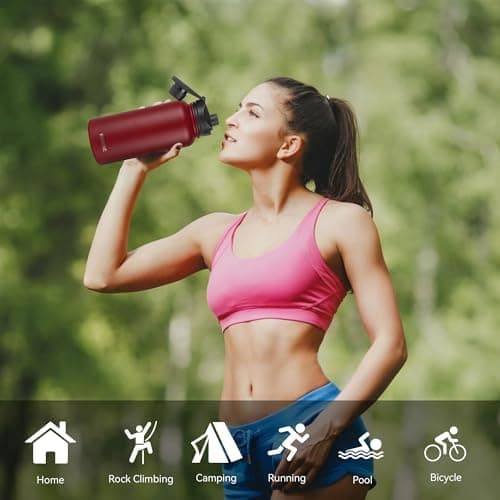 Edelstahl Trinkflasche 1.2L BPAfrei-Thermoskanne-Vakuum Doppelwandisolierung für Sport Campings-Reise-Kohlensäure Geeign