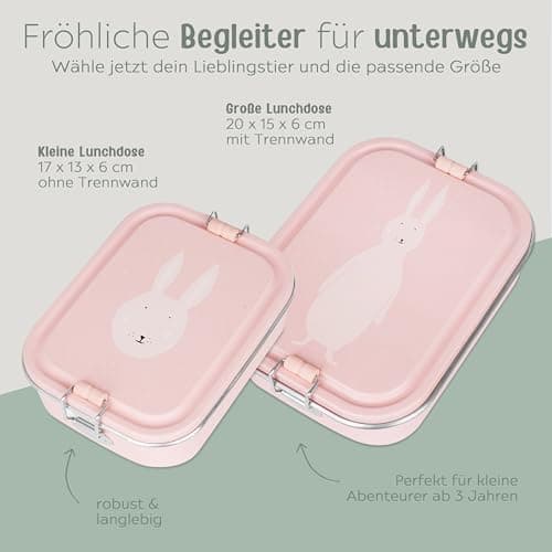 Wunderwunsch TRIXIE Edelstahl Lunchbox für Kinder, individuell mit deinem Namen persönliche Fuchslunchbox, perfekt zur E