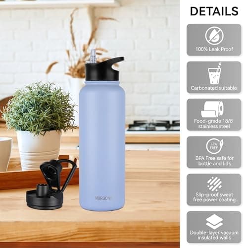 Edelstahl Trinkflasche 1.2L BPAfrei-Thermoskanne-Vakuum Doppelwandisolierung für Sport Campings-Reise-Kohlensäure Geeign