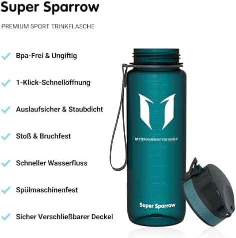 Super Sparrow BPA-frei Wasserflasche - 500ml - Ideale für Sport und Outdoor - Nachhaltig ClimatePartner certified