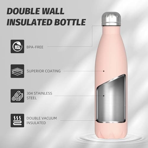 WATERSY Doppelwandige Edelstahl-Trinkflasche 500 ml Kinder ThermoSafe BPA-Frei Kalt&Warm Sprudel Dunkel Blau Sport Gym