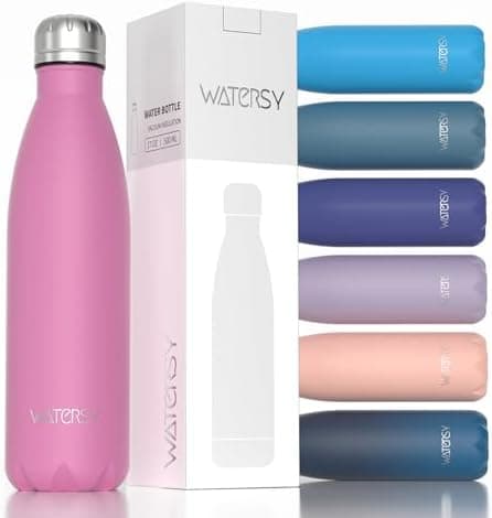 WATERSY Doppelwandige Edelstahl-Trinkflasche 500 ml Kinder ThermoSafe BPA-Frei Kalt&Warm Sprudel Dunkel Blau Sport Gym