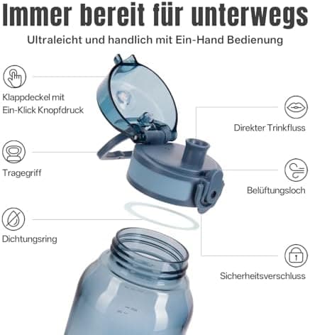UZSPACE Kinder Trinkflasche 600ml - Sportlich, Auslaufsicher & Spülmaschinenfest zur Schule und Outdoor aktivarten für M