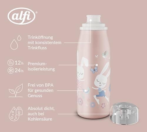 ALFI Kids ISO BOTTLE 350ml - Idas Schule der Magischen Tiere - Isoliertrinkflasche Kinder Edelstahl - hält 12 Stunden he