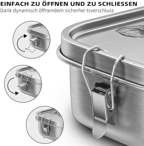 REKITA Edelstahl Brotdose Kind er mit Fächern - Personalisierte Lunchbox für Schule, Ausflüge und Jausen, 850ML Vesperdo