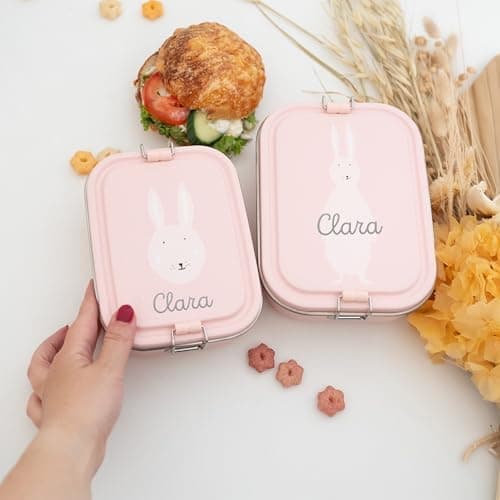 Wunderwunsch TRIXIE Edelstahl Lunchbox für Kinder, individuell mit deinem Namen persönliche Fuchslunchbox, perfekt zur E