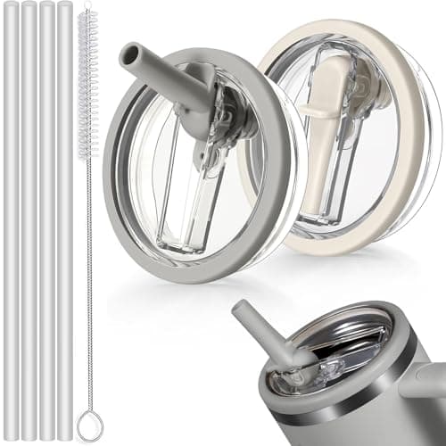 Sunshine Smile - Auslaufsicherer Ersatzdeckel für Stanley Cup Becher 40oz + 4 Trinkhalme + Strohhalm Bürste | Für Zubeah