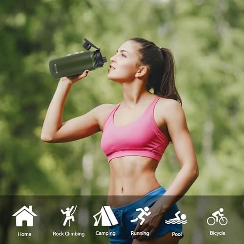 Edelstahl Trinkflasche 1.2L BPAfrei-Thermoskanne-Vakuum Doppelwandisolierung für Sport Campings-Reise-Kohlensäure Geeign