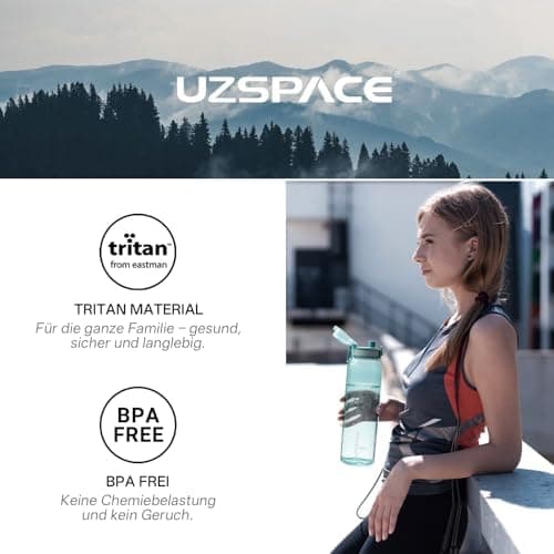 UZSPACE Kinder Trinkflasche 600ml - Sportlich, Auslaufsicher & Spülmaschinenfest zur Schule und Outdoor aktivarten für M