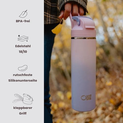 OISIZ Isolierte Edelstahl Trinkflasche 720ml für Outdoor Aktivitäten und Sport 100% auslaufsicher mit Vakuum-Technologie