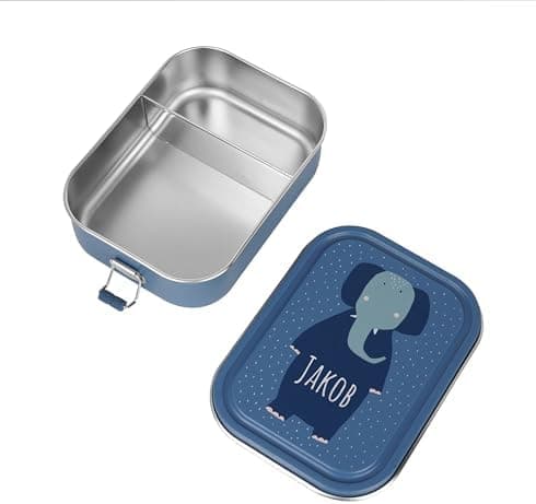 Wunderwunsch TRIXIE Edelstahl Lunchbox für Kinder, individuell mit deinem Namen persönliche Fuchslunchbox, perfekt zur E