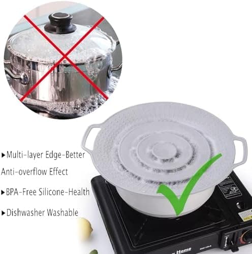 Überkochschutz & Spritzschutz aus Silikon für Universelle Topfdeckel – Kochen und Kochtiegel – BPA-frei, hitzebeständig