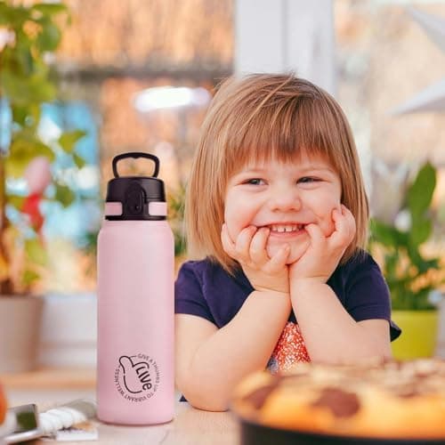 Thermosflasche UZSPACE Waldgrün Kinder 700ml Isolierte Edelstahl Trinkflasche 100% Auslaufsicher Outdoor Fitness Schule
