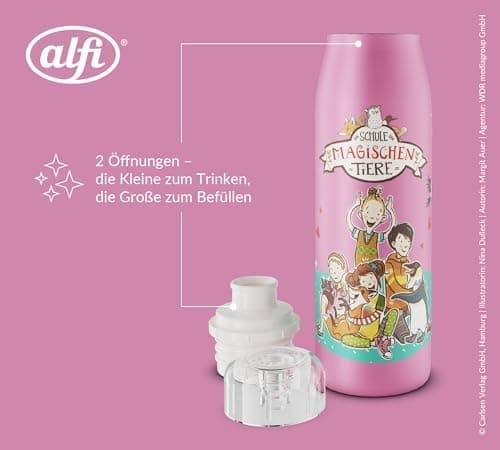 ALFI Kids ISO BOTTLE 350ml - Idas Schule der Magischen Tiere - Isoliertrinkflasche Kinder Edelstahl - hält 12 Stunden he