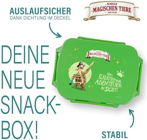 AWAVE Henrietta Snackbox Brotdose Kinder rPET Grün – Unterteilung, Auslaufsicher, Pausenbox für Schule und Picknick