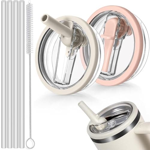Sunshine Smile - Auslaufsicherer Ersatzdeckel für Stanley Cup Becher 40oz + 4 Trinkhalme + Strohhalm Bürste | Für Zubeah