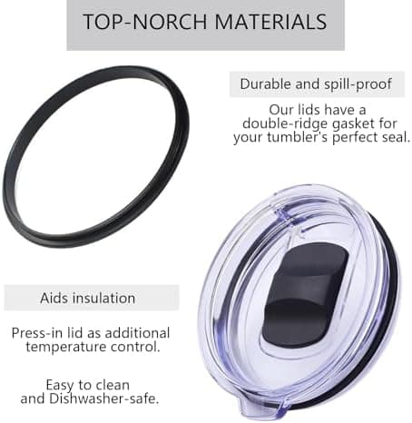 Dokeno transparente Ersatzdeckel für Becher (2 Stück 850 ML, Reiseversandsafe, Magneßschaltlatch, Schwarz) (B)  
Dokeno