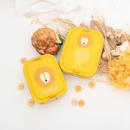 Wunderwunsch TRIXIE Edelstahl Lunchbox für Kinder, individuell mit deinem Namen persönliche Fuchslunchbox, perfekt zur E